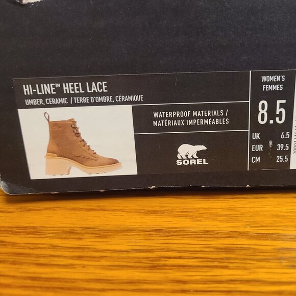 Sorel Hi-Line Heel Lace Up Boots Women's Sz 8.5 Umber Ceramic Suede / Nubuck - Picture 9 of 9